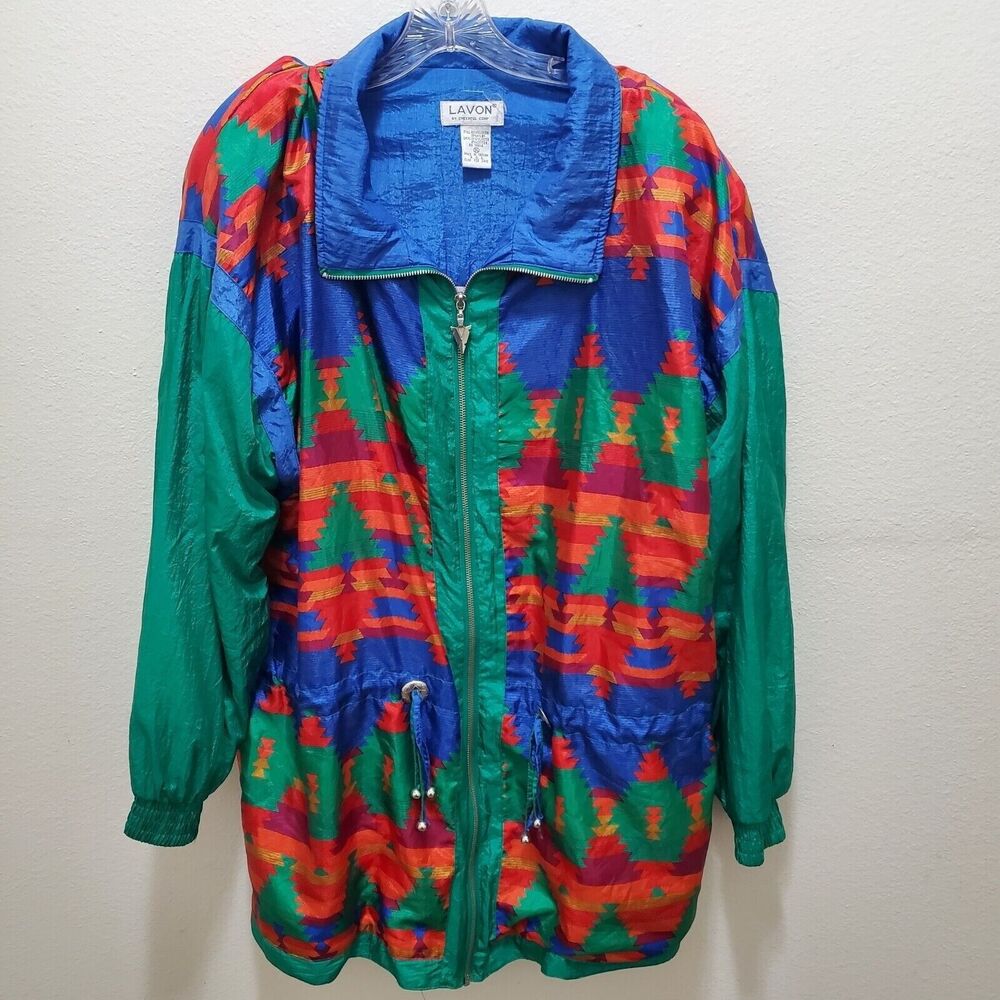 Vintage Lavon Track Suit Jacket Womens XL Plus Multicolor Lined Zip